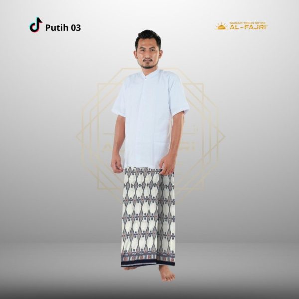 Sarung Tenun Goyor Al Fajri Premium Original Putih Muslim