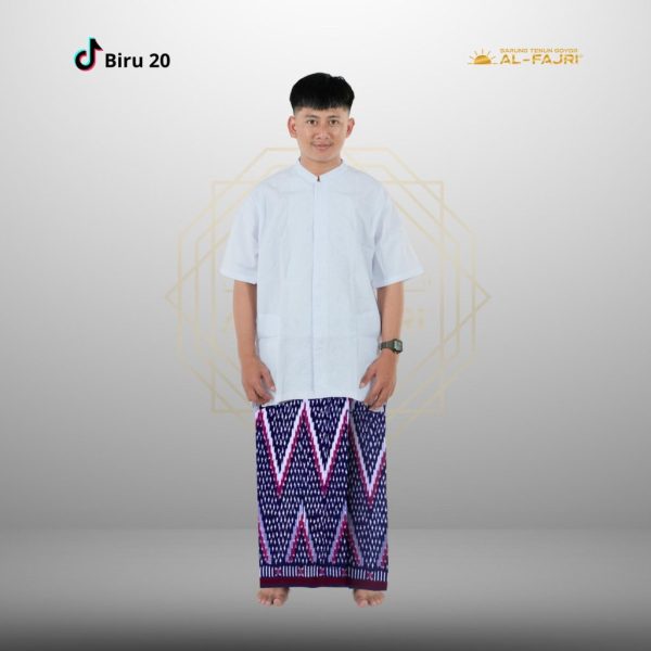 Sarung Goyor Tegal - Sarung Tenun Handmade Motif Muslim Nyaman Corak Biru