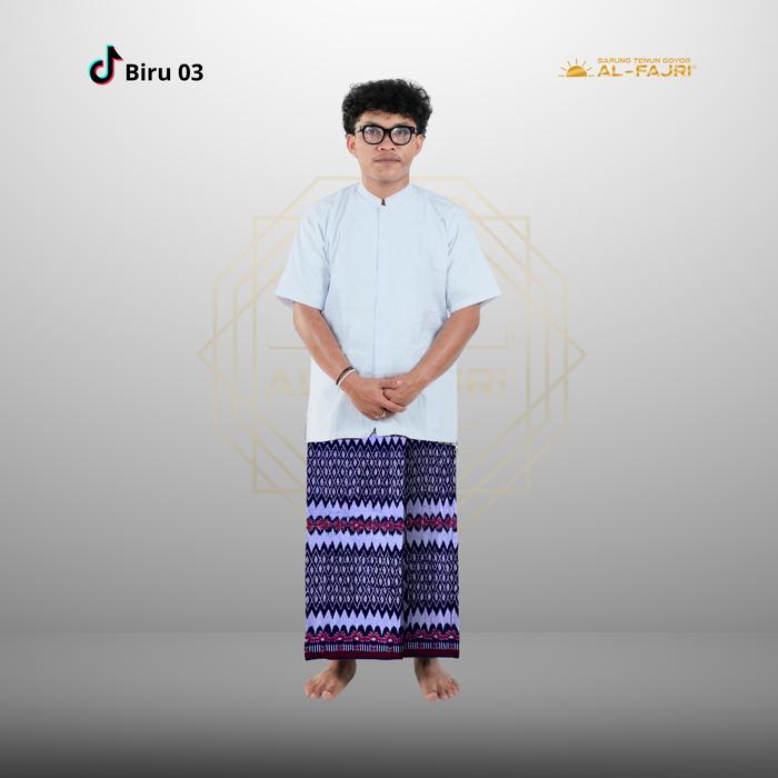 Sarung Goyor Tegal - Sarung Tenun Handmade Motif Muslim Nyaman Corak Biru - Gambar 2