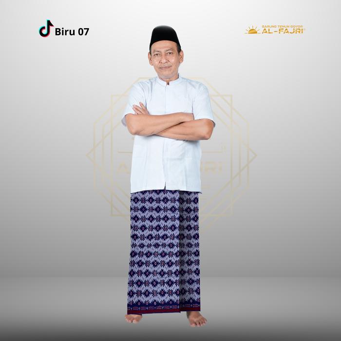 Sarung Goyor Tegal - Sarung Tenun Handmade Motif Muslim Nyaman Corak Biru - Gambar 3